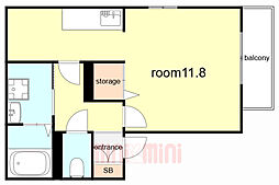 神鉄有馬線 長田駅 徒歩17分の賃貸アパート 2階1Kの間取り