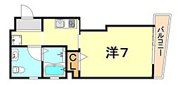 阪神本線 打出駅 徒歩3分の賃貸マンション 5階1Kの間取り