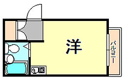 山陽電鉄本線 西代駅 徒歩5分の賃貸マンション 1階ワンルームの間取り