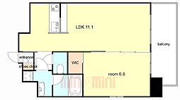 JR東西線 御幣島駅 徒歩9分の賃貸マンション 13階1LDKの間取り