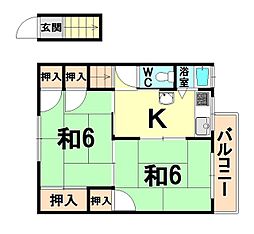 阪急神戸本線 塚口駅 徒歩8分の賃貸アパート 2階2Kの間取り