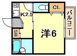 JR東海道・山陽本線 須磨海浜公園駅 徒歩3分の賃貸アパート 2階1Kの間取り