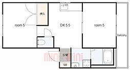 阪急神戸本線 春日野道駅 徒歩7分の賃貸マンション 3階2DKの間取り