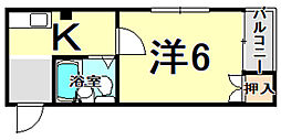 グリーンハイツ武庫川 1Kの間取図画像