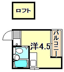 JR東海道・山陽本線 新長田駅 徒歩7分の賃貸マンション 2階ワンルームの間取り