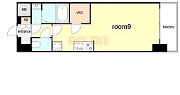神戸市西神・山手線 長田駅 徒歩8分の賃貸マンション 3階1Kの間取り