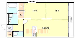 阪神本線 武庫川駅 徒歩23分の賃貸アパート 1階2LDKの間取り