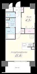 JR東海道・山陽本線 兵庫駅 徒歩11分の賃貸マンション 4階1LDKの間取り