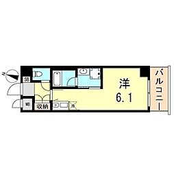 JR東海道・山陽本線 三ノ宮駅 徒歩8分の賃貸マンション 2階ワンルームの間取り