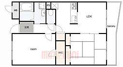 阪急伊丹線 伊丹駅 徒歩15分の賃貸マンション 3階2LDKの間取り
