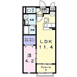 JR福知山線 塚口駅 徒歩12分の賃貸アパート 1階1LDKの間取り