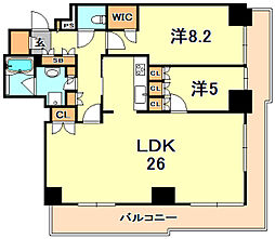 JR東海道・山陽本線 神戸駅 徒歩9分の賃貸マンション 14階2LDKの間取り