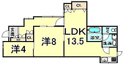阪急神戸本線 武庫之荘駅 徒歩4分の賃貸アパート 1階1SLDKの間取り