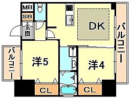 阪神本線 神戸三宮駅 徒歩8分の賃貸マンション 9階1SDKの間取り