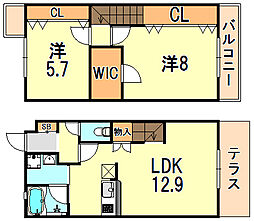 JR東海道・山陽本線 神戸駅 バス22分 五宮町下車 徒歩2分の賃貸アパート 1階2LDKの間取り