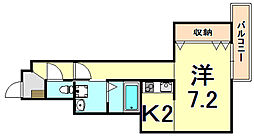 阪急神戸本線 塚口駅 徒歩7分の賃貸マンション 2階1Kの間取り