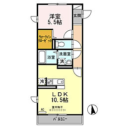 阪神本線 武庫川駅 徒歩5分の賃貸アパート 2階1LDKの間取り