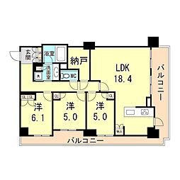 JR東海道・山陽本線 尼崎駅 徒歩3分の賃貸マンション 3階3LDKの間取り