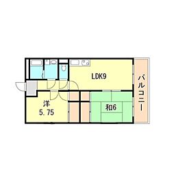 山陽電鉄本線 西二見駅 徒歩9分の賃貸マンション 3階2LDKの間取り