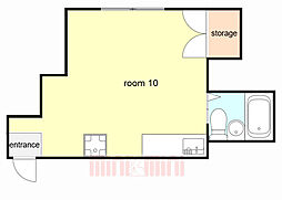 阪神本線 春日野道駅 徒歩3分の賃貸マンション 2階ワンルームの間取り