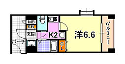 神戸市西神・山手線 新神戸駅 徒歩4分の賃貸マンション 5階1Kの間取り