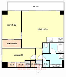 JR東海道・山陽本線 甲子園口駅 徒歩13分の賃貸マンション 6階2LDKの間取り