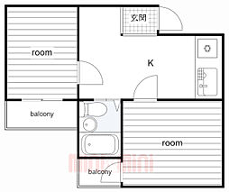 阪神本線 青木駅 徒歩10分の賃貸マンション 4階2Kの間取り