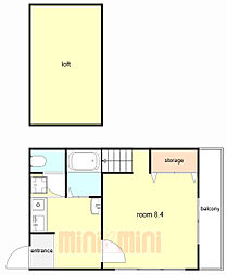JR福知山線 塚口駅 徒歩13分の賃貸アパート 2階1Kの間取り