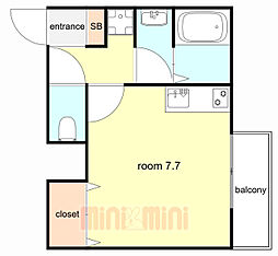 阪急神戸本線 塚口駅 徒歩12分の賃貸マンション 3階ワンルームの間取り