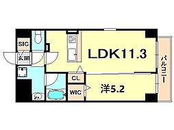 JR東海道・山陽本線 西宮駅 徒歩8分の賃貸マンション 4階1LDKの間取り