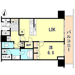 JR東海道・山陽本線 神戸駅 徒歩9分の賃貸マンション 14階1LDKの間取り