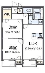 山陽電鉄本線 人丸前駅 徒歩17分の賃貸アパート 1階2LDKの間取り