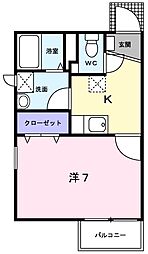 山陽電鉄本線 大蔵谷駅 徒歩12分の賃貸アパート 1階1Kの間取り