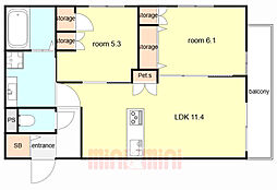 間取図画像 2LDK