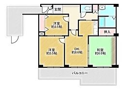 ベルヴィル朝霧 3DKの間取図画像