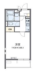 クレイノ大物 1Kの間取図画像