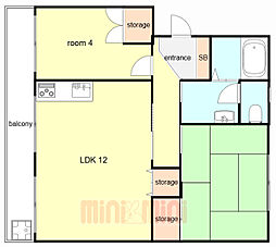 コーポ加島1B棟 2LDKの間取図画像