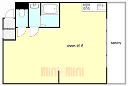 魚住コーポB棟 1Kの間取図画像