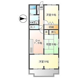 サンハイツ大畑 3DKの間取図画像