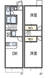 レオパレスラダックC 2DKの間取図画像