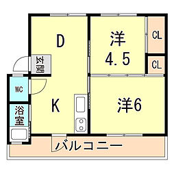 ナナミール西明石クラシコ 2DKの間取図画像