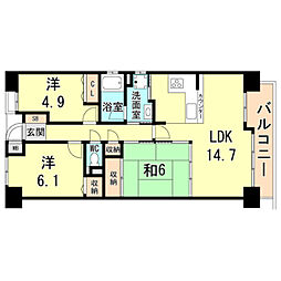 東急ドエルアルス西明石コースト 3LDKの間取図画像