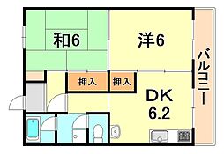 グリーンマンション 2DKの間取図画像