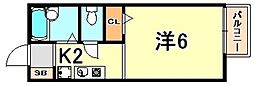 キャンパス本多聞 ワンルームの間取図画像