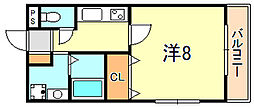 メゾンコンフォール 1Kの間取図画像