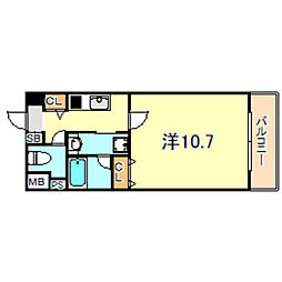 YKハイツ西明石2 1Kの間取図画像
