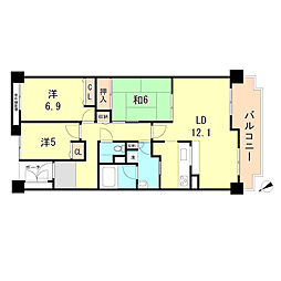 オーズタウンイーストスクエア1番館 3LDKの間取図画像