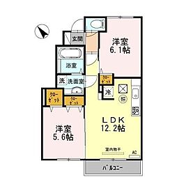 グランアヴァンティA 2LDKの間取図画像