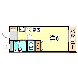 ユニックス神戸西 1Kの間取図画像