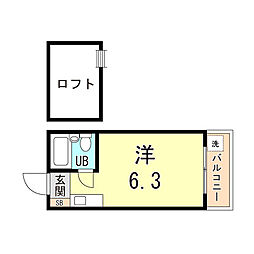 メモリアス土山1 1Kの間取図画像